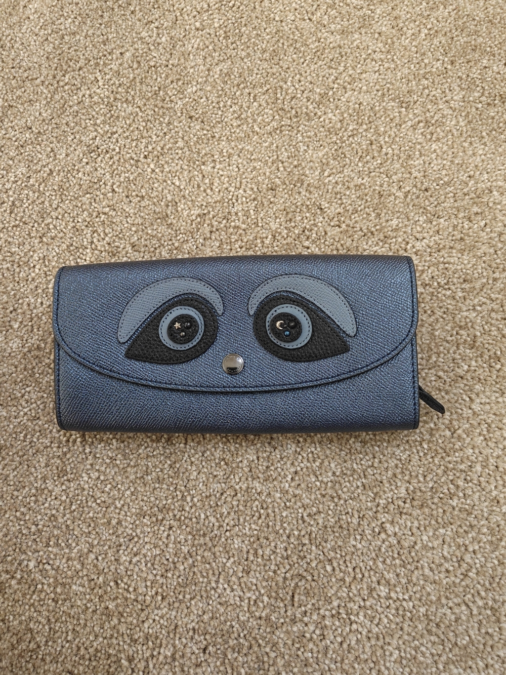 Coach Metallic Blue Eye-Appliqué Continental Wallet